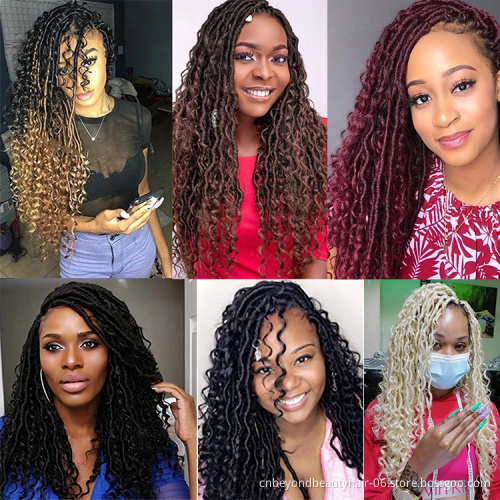 Ombre Brown Crochet Braids Hair Synthetic Passion Twist River Locs With Curly ends Goddess Braiding Hair Extension Faux Locs